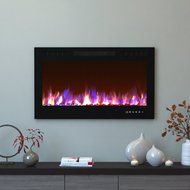 Moda Flame 35 Inch Bliss Crystal Recessed Touch Screen Multi-Color Wall Mounted Electric Fireplace N5