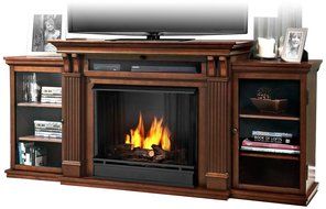 Real Flame Calie Entertainment Center Ventless Gel Fireplace - Dark Walnut N2