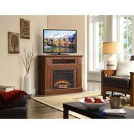 Brown Whalen Sumner Corner Electric Fireplace Media Console For TV's Up To 45" And 100 LBS N4