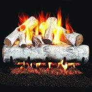 Peterson Real Fyre 18-inch White Birch Log Set With Vented Propane Ansi Certified G46 Burner - Electronic On/Off...