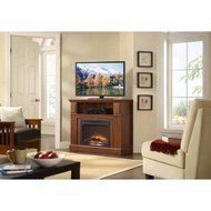 Brown Whalen Sumner Corner Electric Fireplace Media Console For TV's Up To 45" And 100 LBS N5