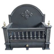 CI910 Black Cast Iron Basket Grate with Fireback - 18 inch