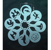8Pcs Halloween Cappuccino Latte Art Coffee Stencils Duster Cake Icing Spray by Micro Shops