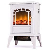 Aspen Free Standing Electric Fireplace Stove - 23 Inch White Portable Electric Vintage Fireplace with Realistic... N7