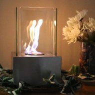 Sunnydaze Cubic Ventless Bio Ethanol Tabletop Fireplace, Black N8