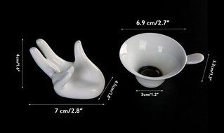 Porcelain Ceramic Tea Strainer Filter Colander And Guanyin Buddha Hand Style Support Holder - Essential Tools...
