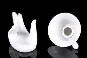 Porcelain Ceramic Tea Strainer Filter Colander And Guanyin Buddha Hand Style Support Holder - Essential Tools... N2