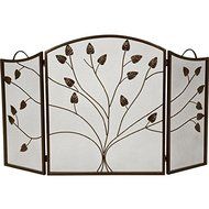 Alpine Flame 52-inch 3-fold Arched Bronze Fireplace Screen With Leaf Design