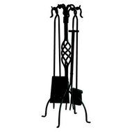 UniFlame 5 Pieces Black Wrought Iron Fire Set with Center Weave