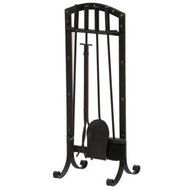 Wazee Five Piece Fireplace Tool Set, Heavy Duty Black Steel with Oil-Rubbed Bronze Accents - Tend To Your Fire... N3
