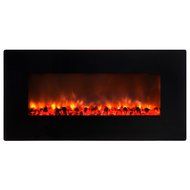 Yosemite Home Decor DF-EFP900 Small Glass Wall Hang Electric Fireplace, Black Gloss