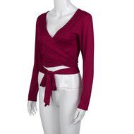 Tops,Morecome Fashion Women Long Sleeve Bandage Crop Tops Shirt (S, Gray) N4