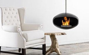 Cocoon Fires Ventless Ethanol Hanging Model Aeris Black Fireplace N2