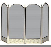 Four Fold Polished Brass Fireplace Screen - Filigree Designs