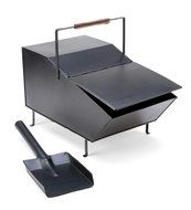 Ash Bin With Shovel, in Black