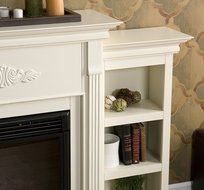 Holly and Martin Fredricksburg Electric Fireplace w/ Bookcases in Ivory N2