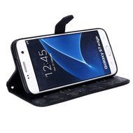 Galaxy S7 Edge Wallet Case, PHEZEN Bling Liquid Glitter Love Heart Floating 3D Hourglass Luxury Pu Leather Magnet... N13