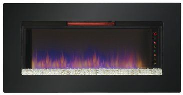 ClassicFlame 47II100GRG Felicity 47" Wall Mounted Infrared Quartz Fireplace, Black Glass Frame N2