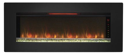 ClassicFlame 47II100GRG Felicity 47" Wall Mounted Infrared Quartz Fireplace, Black Glass Frame N3