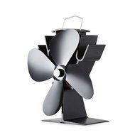17% Fuel Cost Saving Original Top Heat Powered Eco Stove Fan 4 Blade Aluminum Black for Gas Coal Pellet Log Wood... N3
