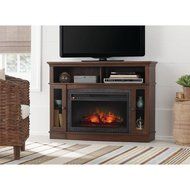 Grafton 46 in. TV/Media Console Infrared Medium Brown Walnut Indoor Electric Fireplace N4