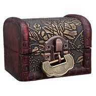 Mini Plywood Vintage Treasure Jewelry Storage Lock Box Case Suitcase Container Decorative
