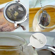MAXGOODS Fine Ball Tea Infuser Strainer Mesh Filter Spoon Hooking Chain Stainless Steel N2