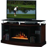 Dimplex Windham Flatpanel TV Stand and Electric Fireplace in Mocha - Logs N2