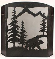 Small Fireplace Screen Bear Scene With Kodiak Finish