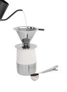 Paperless Pour Over Coffee Dripper &amp; Brewer - Stainless Steel Double Mesh Reusable Cone Filter with Built-in Stand...