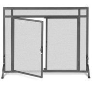 Black Freestanding Fireplace Screen w Doors (44 in. Width)