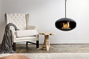 Cocoon Fires Ventless Ethanol Hanging Model Aeris Black Fireplace N4