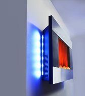 AKDY 36 inch Wall Mount Stainless Panel Electric Fireplace Space Heater With Pebbles/Remote And Floorstand AX510S-DPB N5
