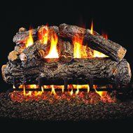 Peterson Real Fyre 24-inch Rustic Oak Designer Log Set With Vented Propane Ansi Certified G46 Burner - Electronic...