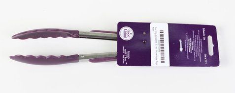 Good Living Silicone-Coated Set of Locking Food Tongs for Cooking on Non-Stick Cookware, Purple, 1-pack N5