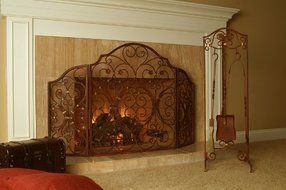 Iron Provincial Fireplace Screen - Triple Panel