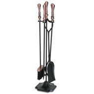 Napa Forge 19035 Black 5 Piece Kentfield Fireplace Tool Set with Antique Copper Handles
