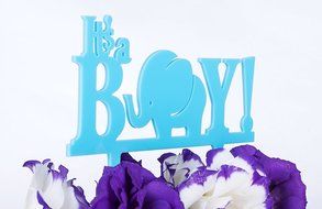 LOVENJOY Gift Box Pack It&#039;s A Boy Gender Reveal Baby Shower Cake Topper (5.5-inch, Blue) N5