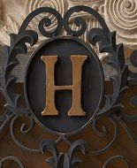 Monogrammed Curved Old World Iron Fireplace Screen N4