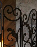 Monogrammed Curved Old World Iron Fireplace Screen N5