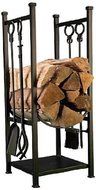 4-Piece Fireplace Tool Set with Log Rack Stand