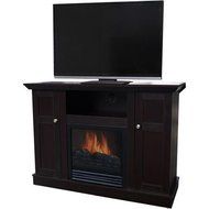 Dark Brown Flame Electric Heater Fireplace for TVs up to 37" | Home Entertainment Console Storage Cabinet and...