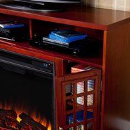 Amelia 48 in. Contemporary Freestanding Portable Indoor Electric Media Fireplace Heater in Mahogany Brown, Modern... N4