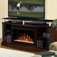 Dimplex Windham Flatpanel TV Stand and Electric Fireplace in Mocha - Logs N3