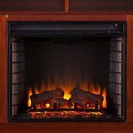 Amelia 48 in. Contemporary Freestanding Portable Indoor Electric Media Fireplace Heater in Mahogany Brown, Modern... N5