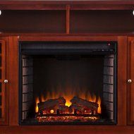 Amelia 48 in. Contemporary Freestanding Portable Indoor Electric Media Fireplace Heater in Mahogany Brown, Modern... N6