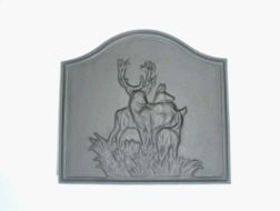 Black Cast Iron Deer Fireback - 16 x 17.5 inch