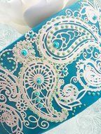 Pre-Made Paisley Handcraft Edible Stencil Lace - Can Be Decorated Birthmonth Stone Color Make One Of Kind! Ready...