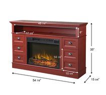 Homestar ZBREMEN Bremen Media Fireplace Console, 54 7/8" x 15 3/8" x 35", Red N2