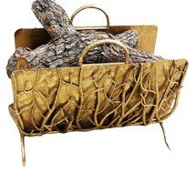 Golden Branches Iron Log Holder | Metal Fireplace Accessories N2